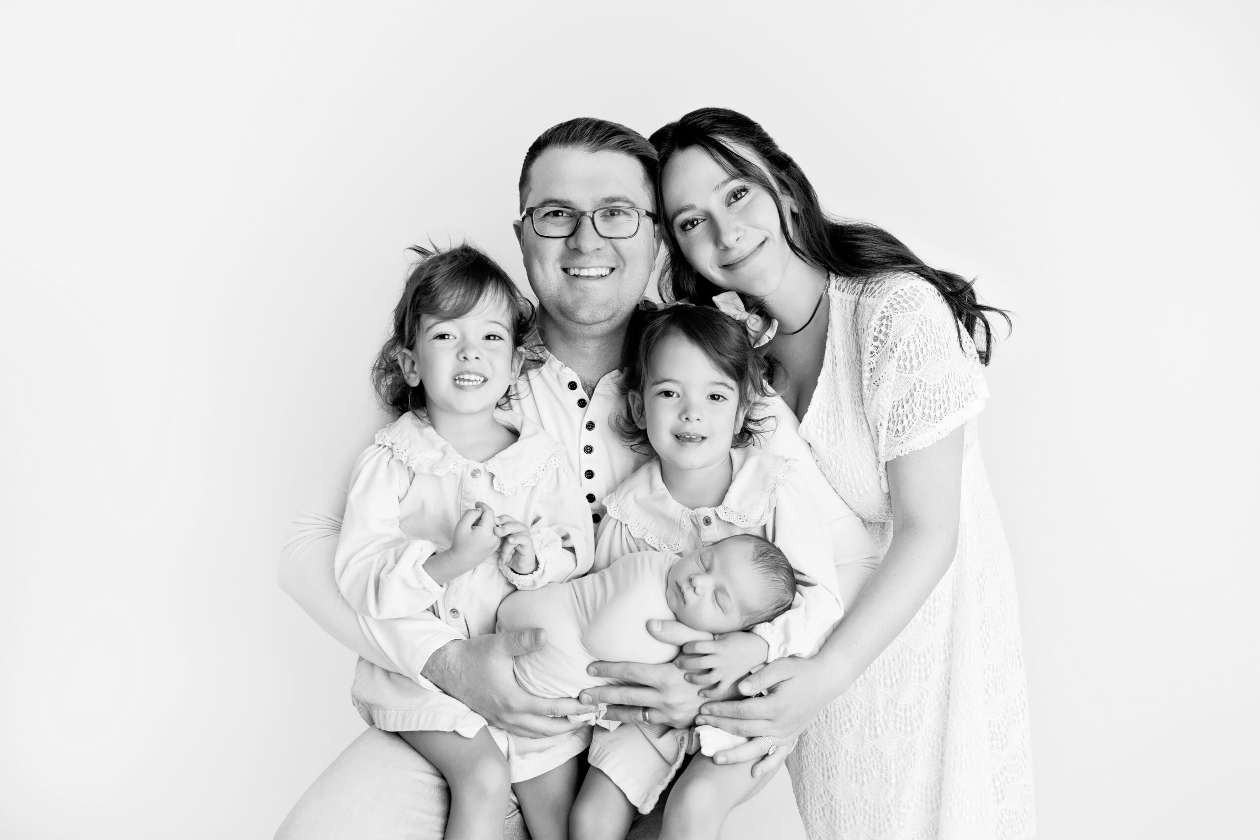 Black and white family portrait from North Hollywood Family Photographer, CG Photography